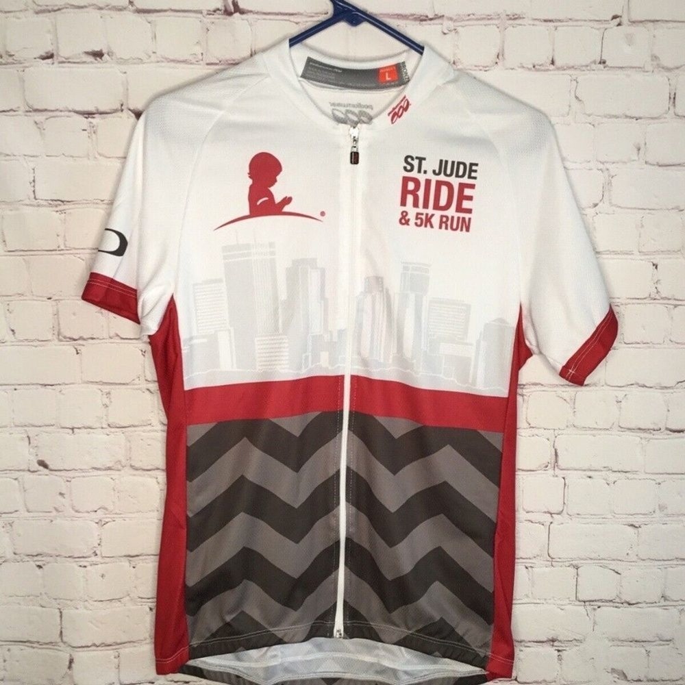 Podiumwear Red/White Ride Full Zip Short Sleeve Cycling Jersey Shirt Women L USA